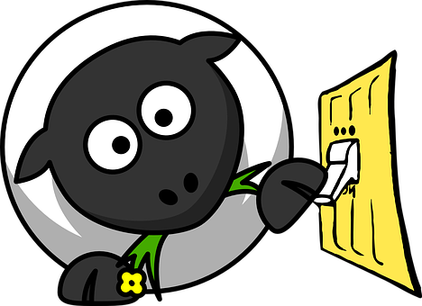 Cartoon Sheep Opening Door PNG with transparent background