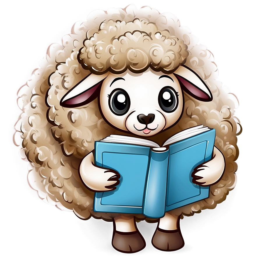 Cartoon Sheep With Book Png Atf