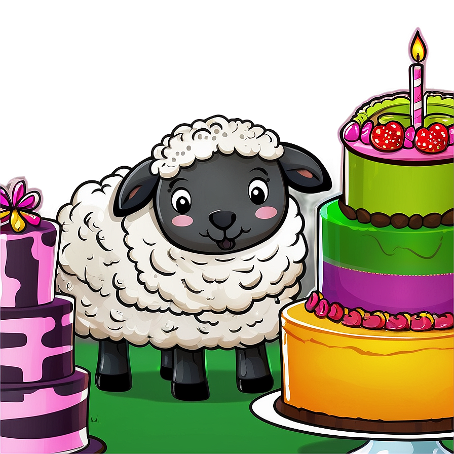 Cartoon Sheep With Cake Png Hsw