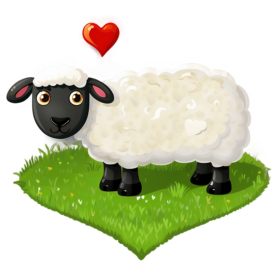 Cartoon Sheep With Heart Png Hee