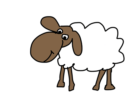 Cartoon Sheepon Black Background PNG with transparent background