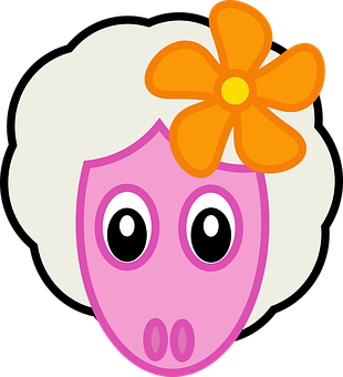 Cartoon Sheepwith Flower