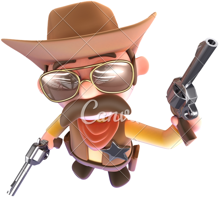 Cartoon Sheriff With Guns