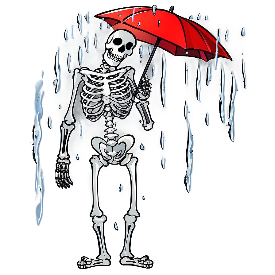 Cartoon Skeleton In Rain Png Ovm