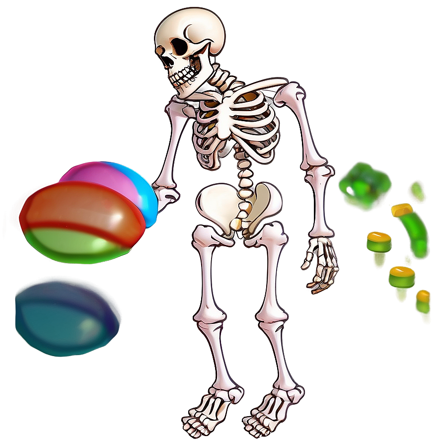 Cartoon Skeleton With Candy Png Qyk8