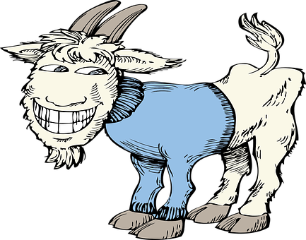 Cartoon Smiling Goat Illustration PNG with transparent background