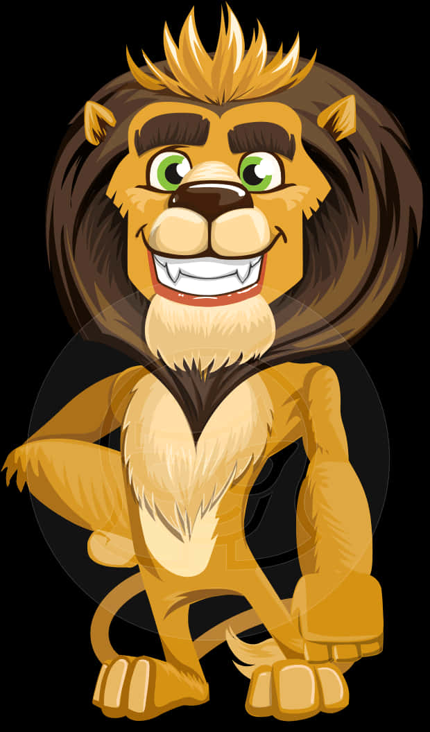Cartoon Smiling Lion Character PNG with transparent background