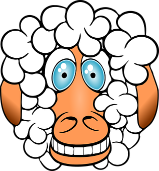 Cartoon Smiling Sheep Graphic