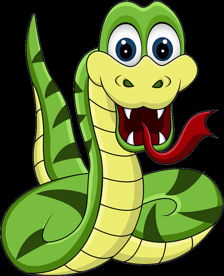 Cartoon Smiling Snake PNG with transparent background