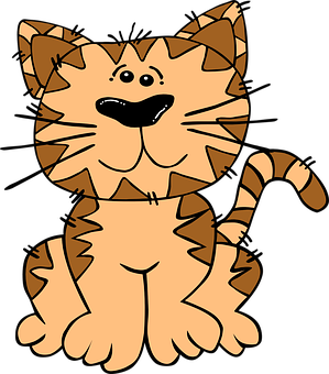 Cartoon Smiling Tabby Cat