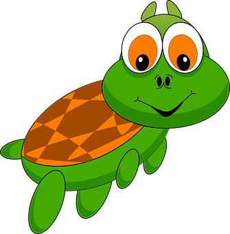 Cartoon Smiling Turtle Graphic PNG with transparent background