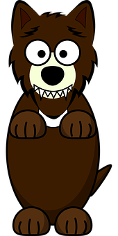 Cartoon Smiling Wolf Graphic PNG with transparent background