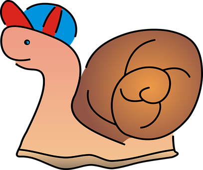 Cartoon Snail Wearing Baseball Cap