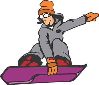 Cartoon Snowboarder Action Pose PNG with transparent background