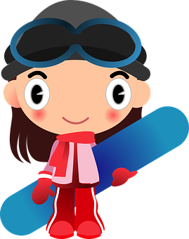 Cartoon Snowboarder Girl Vector