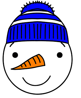 Cartoon Snowmanwith Blue Hat PNG with transparent background
