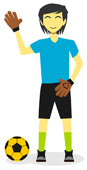 Cartoon Soccer Goalkeeper Waving PNG with transparent background