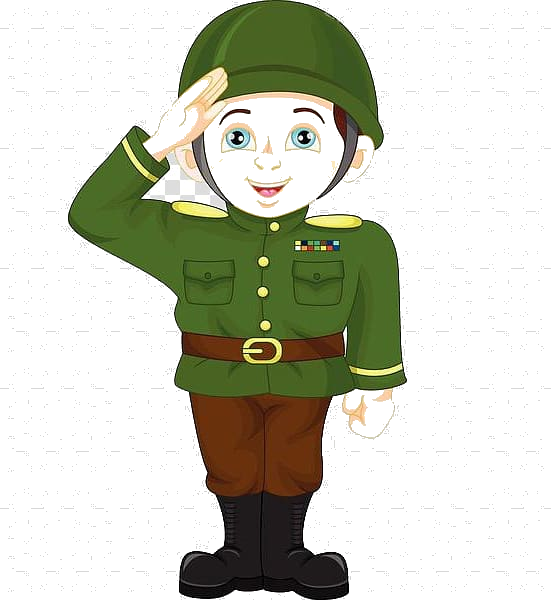 Soldier Salute Cartoon Military Saluting Soldiers Transparent - Soldier Cartoon, HD Png Download PNG with transparent background