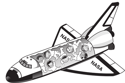 Cartoon Space Shuttlewith Astronauts PNG with transparent background
