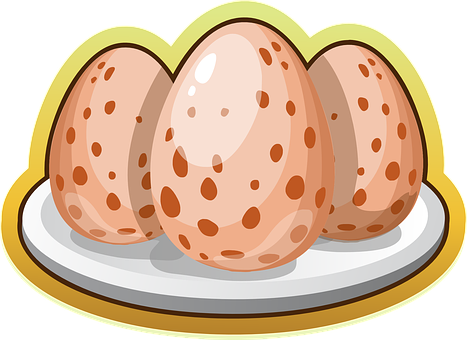 Cartoon Spotted Eggson Tray PNG with transparent background