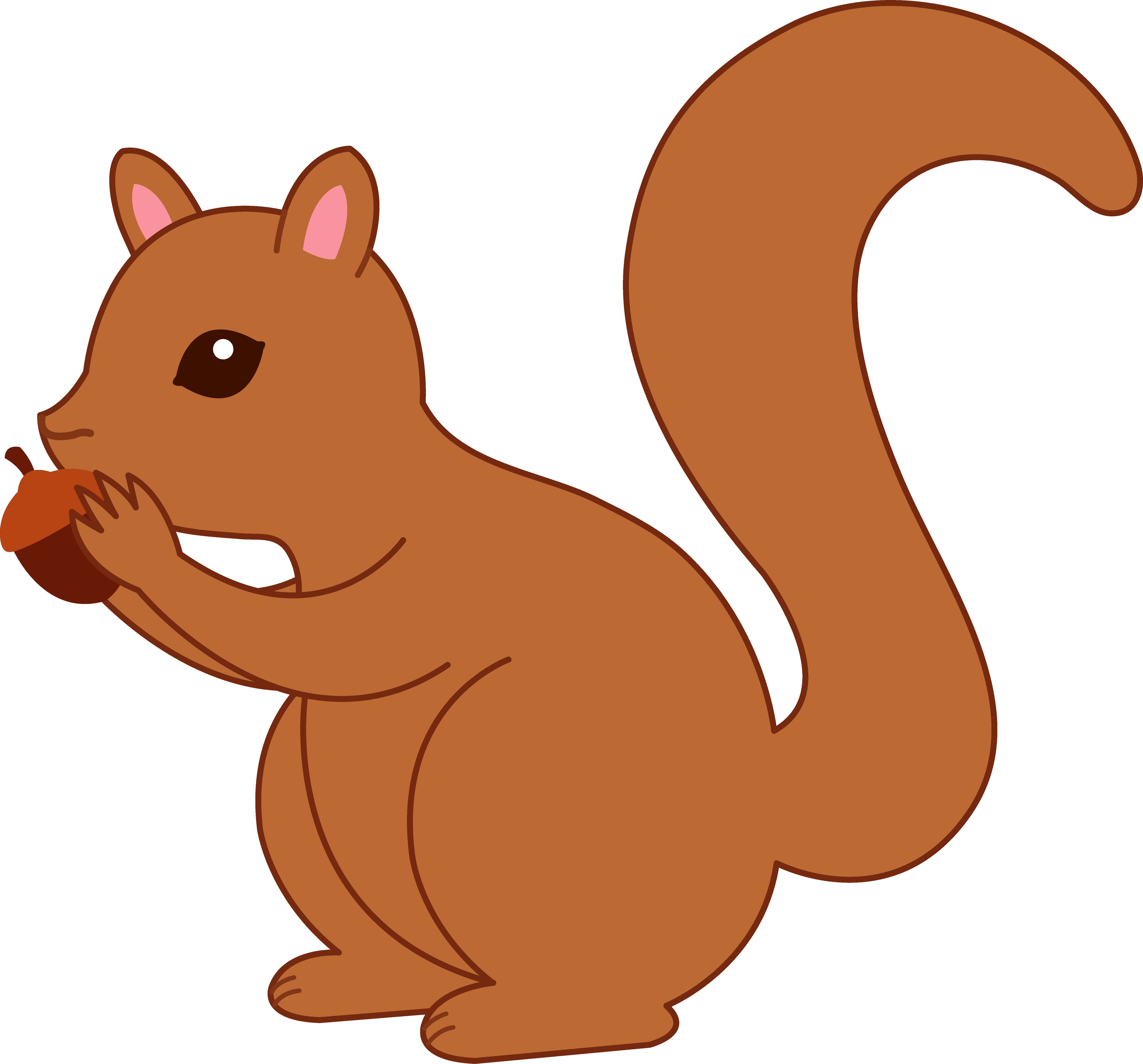 Cartoon Squirrel Eating Acorn PNG with transparent background