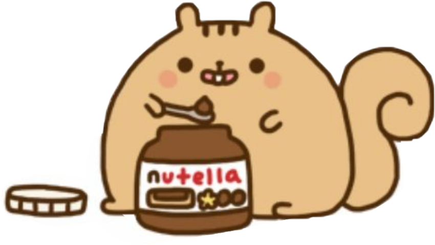 Cartoon Squirrel Eating Nutella PNG with transparent background