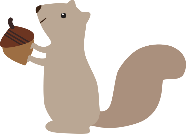 Cartoon Squirrel Holding Acorn PNG with transparent background
