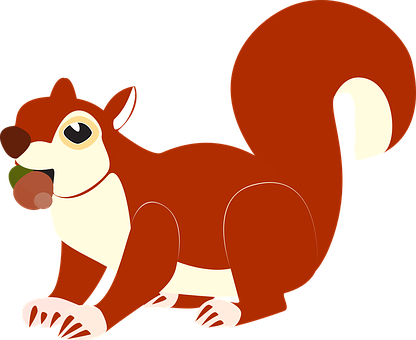 Cartoon Squirrel Holding Acorn PNG with transparent background