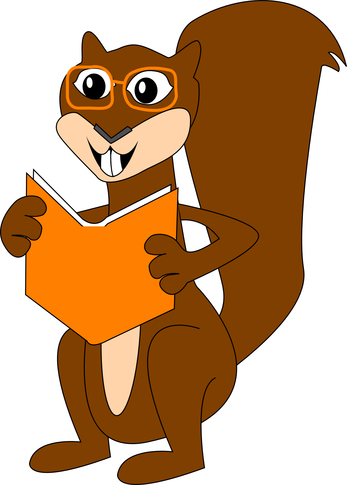 Cartoon Squirrel Reading Book.png