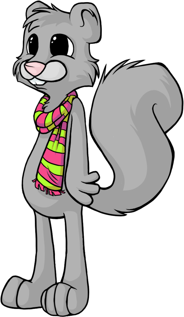 Cartoon Squirrel Wearing Scarf.png