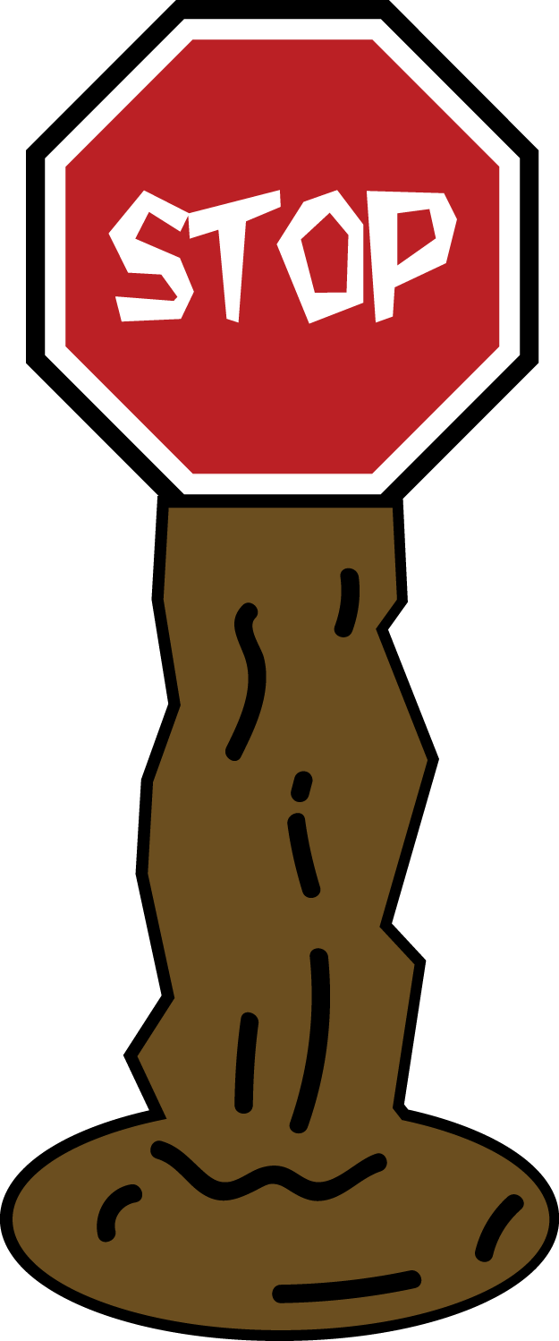 Cartoon Stop Signon Brown Pole