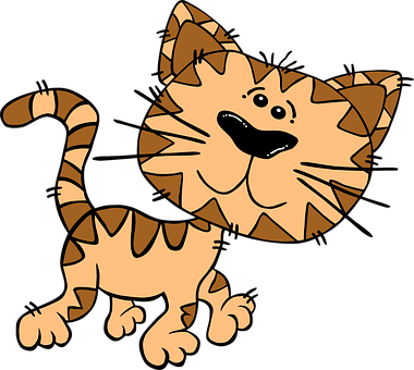 Cartoon Striped Cat Illustration PNG image with a transparent background, free high-resolution download