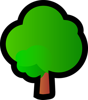 Cartoon Style Green Tree Graphic