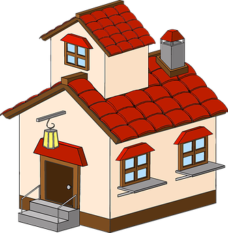 Cartoon Style Residential House PNG with transparent background