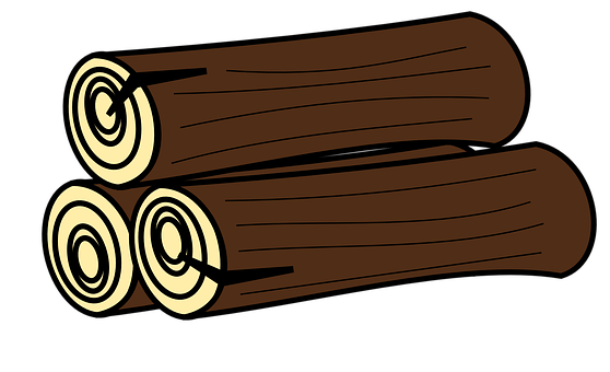 Cartoon Style Stacked Logs PNG with transparent background
