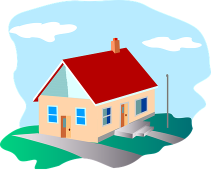 Cartoon Style Suburban House PNG with transparent background
