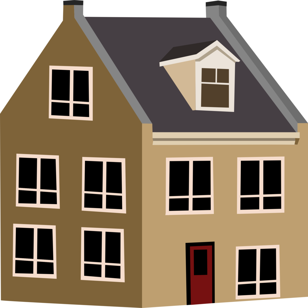 Cartoon Style Tan House PNG with transparent background
