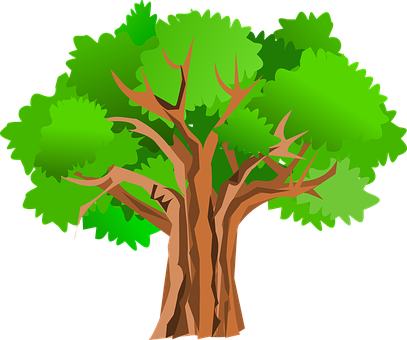 Cartoon Style Vibrant Tree