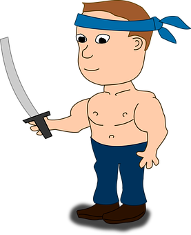 Cartoon Sword Wielding Character