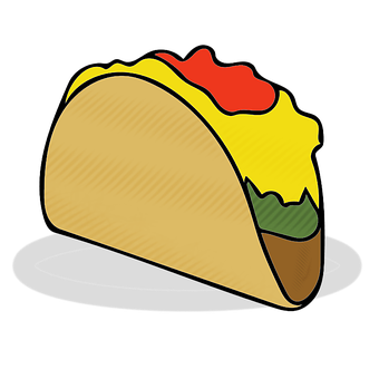 Cartoon Taco Illustration PNG with transparent background