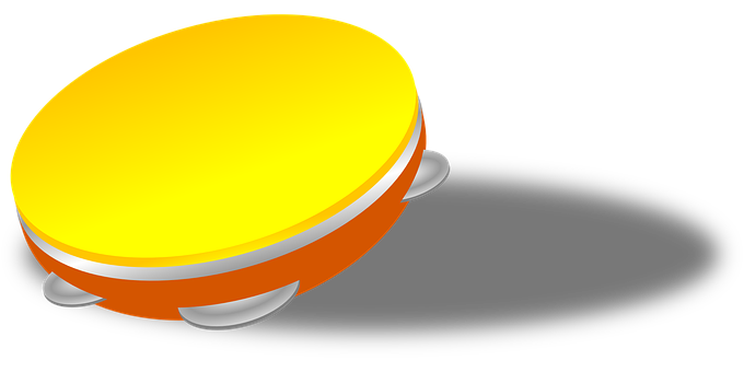 Cartoon Tambourine Isolated PNG with transparent background