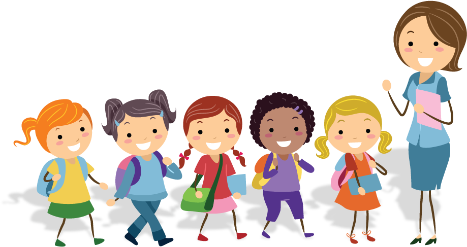 Classroom School Kids Cartoon Education Teacher Physical - Teacher With Kids Cartoon, HD Png Download PNG with transparent background