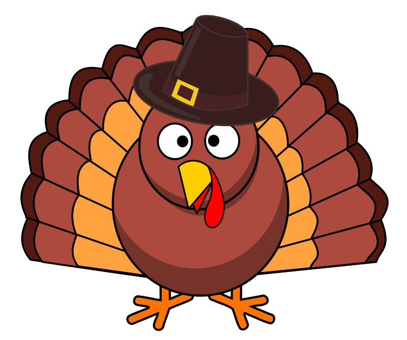 Cartoon Thanksgiving Turkeywith Hat PNG with transparent background