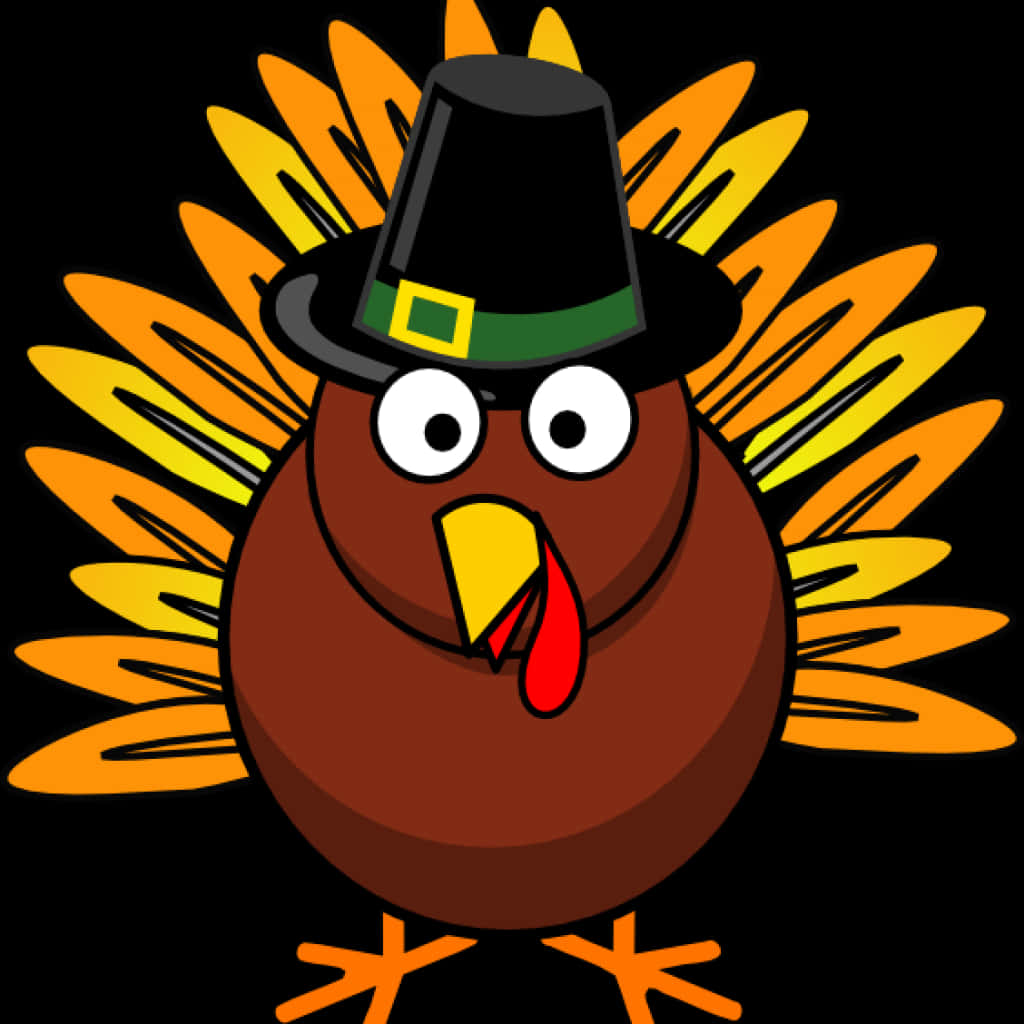 Cartoon Thanksgiving Turkeywith Pilgrim Hat