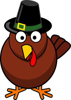 Cartoon Thanksgiving Turkeywith Pilgrim Hat PNG with transparent background