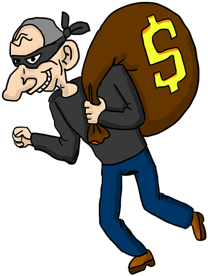 Cartoon Thief With Money Bag