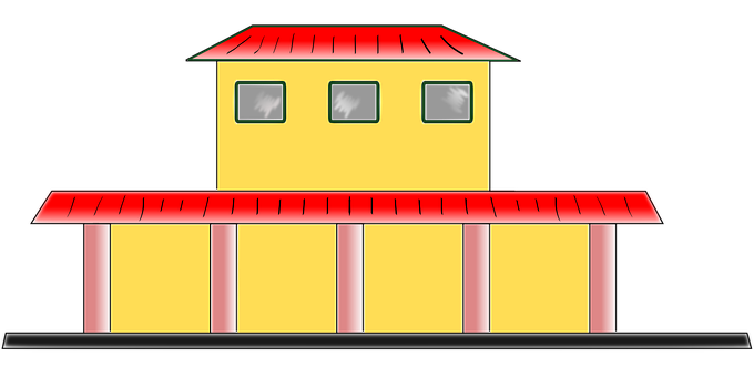 Cartoon Train Station Illustration PNG with transparent background