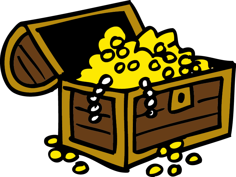 Cartoon Treasure Chest Fullof Gold Coins