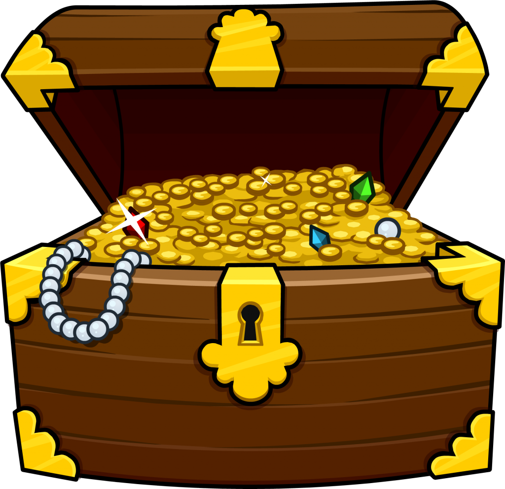 Cartoon Treasure Chest Fullof Goldand Jewels.png