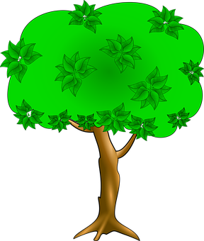 Cartoon Tree Illustration PNG with transparent background